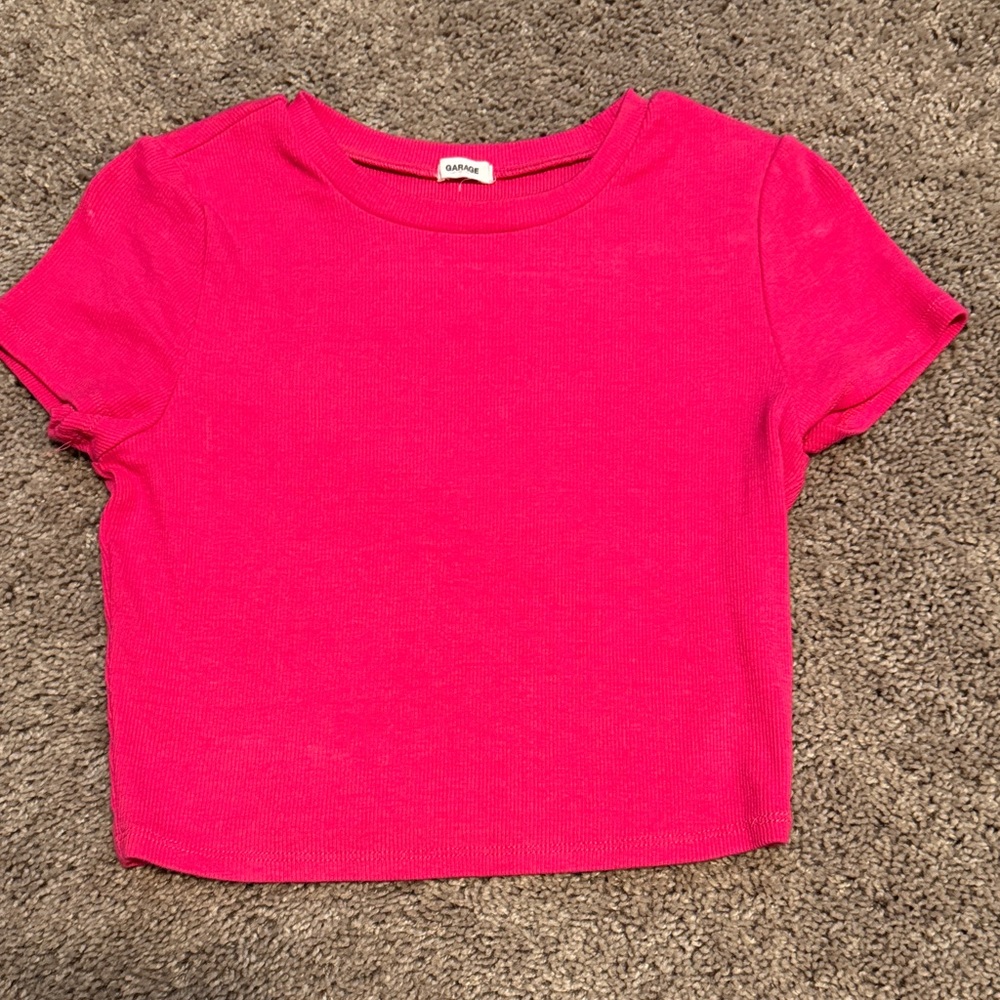 Garage Hot Pink Short Sleeve cropped baby Tee